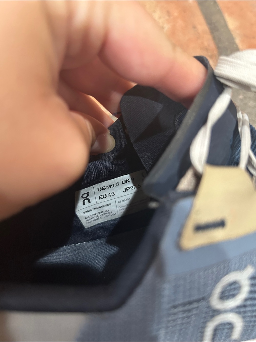On Running Men's Navy and White Athletic Running Shoes - Picture 10 of 11